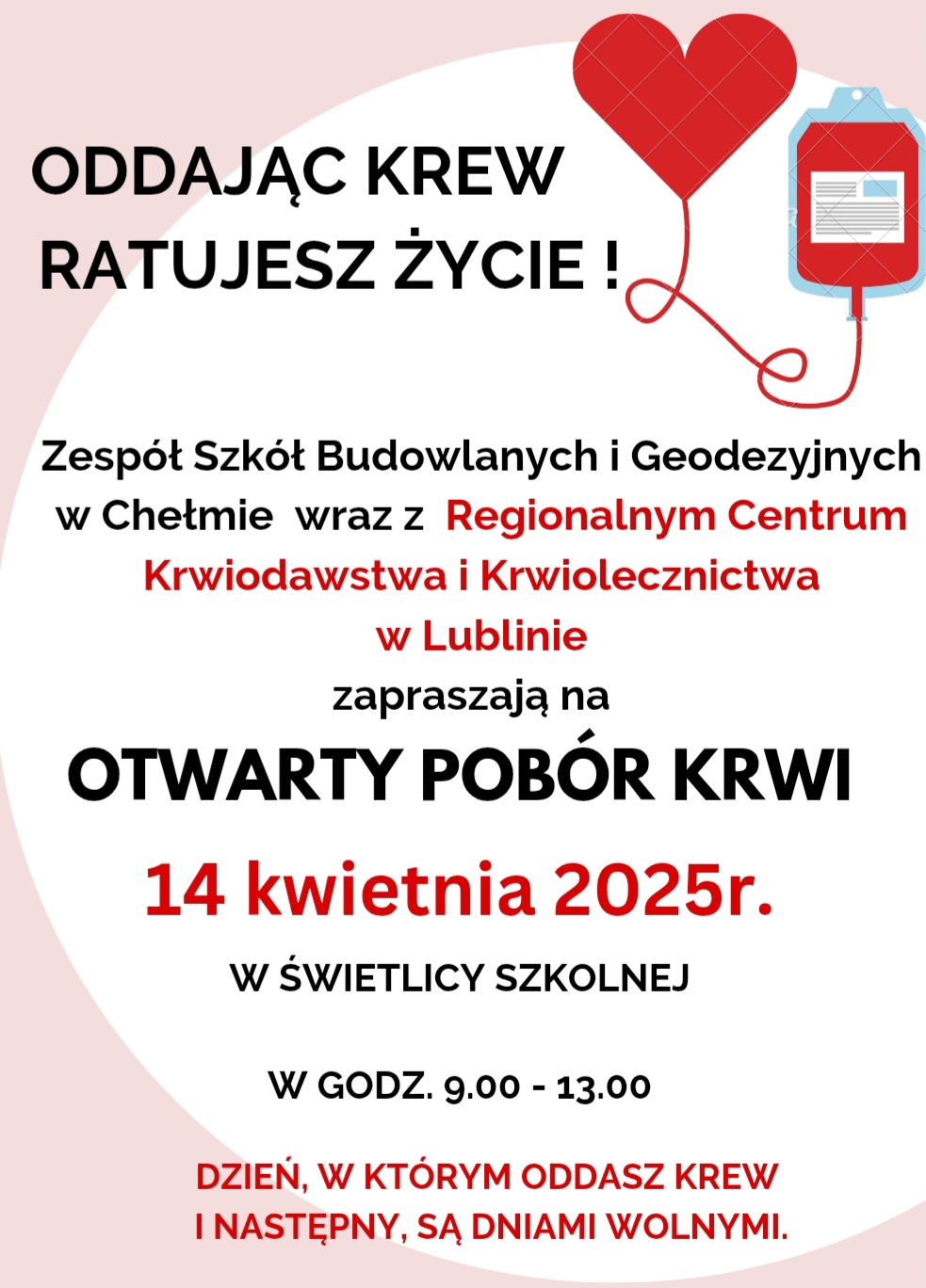 Plakat otwartego poboru krwi
